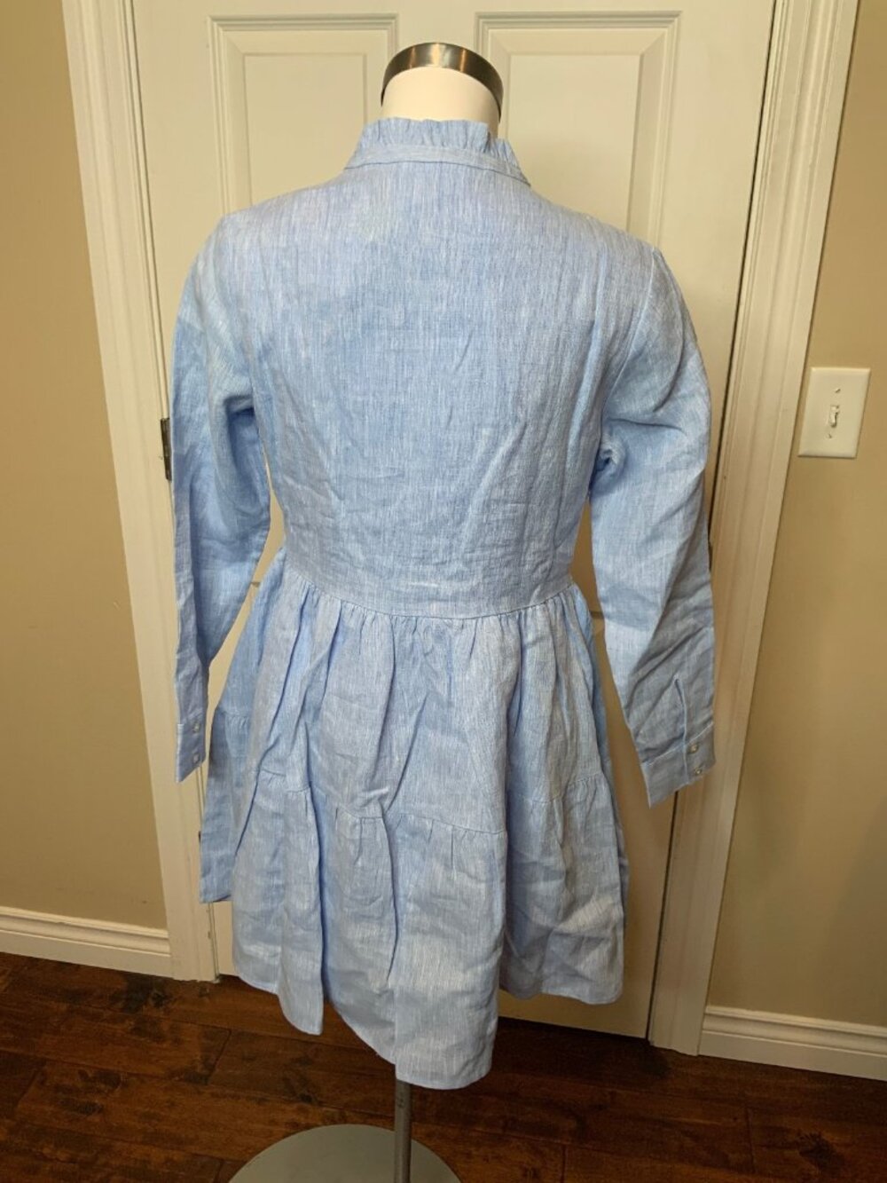 Alice Walk Blue Linen Tiered Shirt Dress, Size S, NWT! $275 - Picture 7 of 9